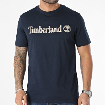 Timberland - Maglietta con logo lineare camo A5UNF blu navy