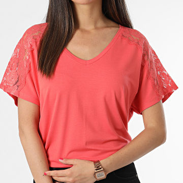 Only - Tee Shirt Femme Moster Rose Corail