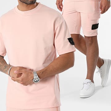 Zayne Paris  - Conjunto de camiseta rosa y pantalón corto tipo cargo
