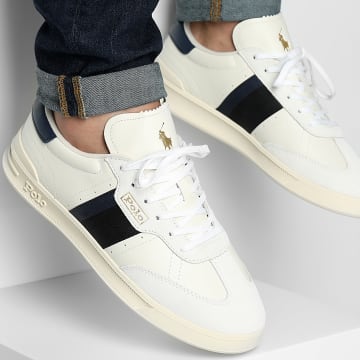 Polo Ralph Lauren - Sneaker Heritage Aera Leather Suede Trainer Bianco Black Navy