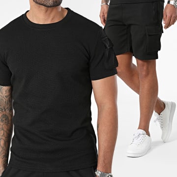 Zayne Paris  - Conjunto de camiseta negra y pantalón corto tipo cargo