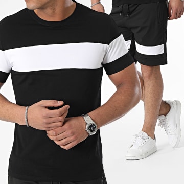Zayne Paris  - Set di maglietta e pantaloncini da jogging in bianco e nero