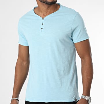 La Maison Blaggio - Maglietta con colletto tunisino azzurro