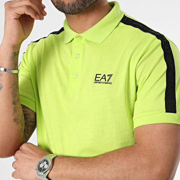 EA7 Emporio Armani - Polo a manica corta con strisce 3DPF23-PJ02Z Verde lime
