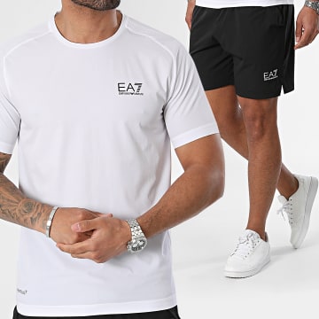 EA7 Emporio Armani - Conjunto de camiseta y pantalón corto 8NPV03-PNDDZ Blanco