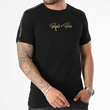Project X Paris - Camiseta de rayas 2410095 Negro Oro