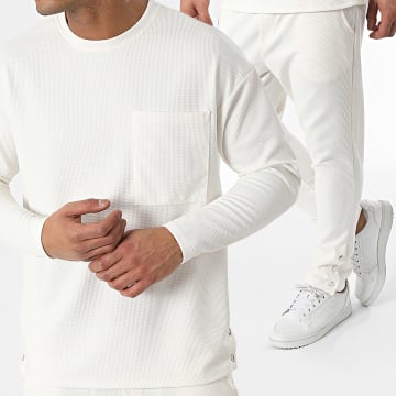 Uniplay - Set di pantaloni da jogging e felpa con girocollo beige