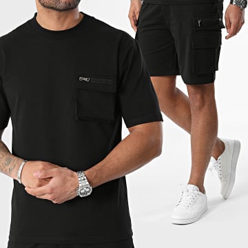 Classic Series - Conjunto de camiseta negra con bolsillos y pantalón corto tipo cargo