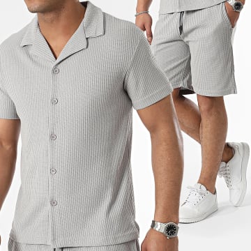 Classic Series - Conjunto de camisa gris de manga corta y pantalón corto de jogging