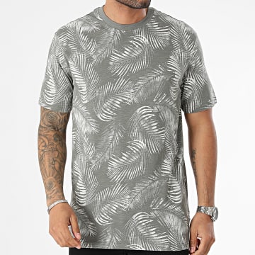 Only And Sons - Tee Shirt Floral Perry Life Leaf AOP Gris Blanc