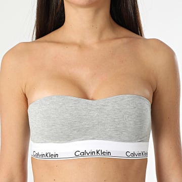 Calvin Klein - Sujetador Bandeau Mujer Ligeramente Forrado QF7628E Heather Grey