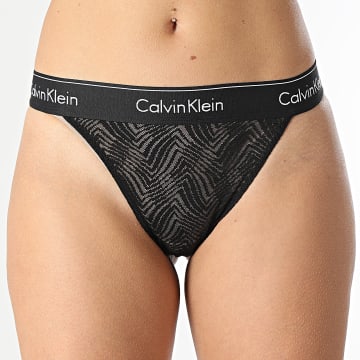Calvin Klein - Tanga de encaje para mujer QF7714 Negro