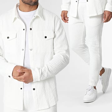 Classic Series - Conjunto de camisa blanca de manga larga y pantalón de chándal