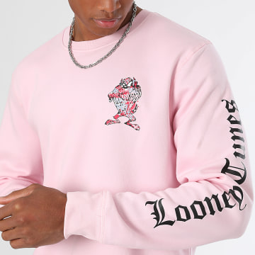 Looney Tunes - Sudadera de cuello redondo Taz Pink Minimal Rosa