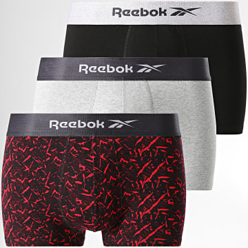 Reebok - Set di 3 boxer Calyx 15022 nero rosso grigio erica