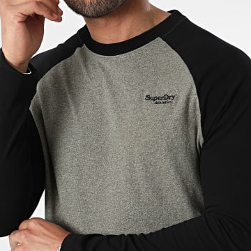 Superdry - Essential Camiseta de béisbol de manga larga M6010801A Gris brezo Negro