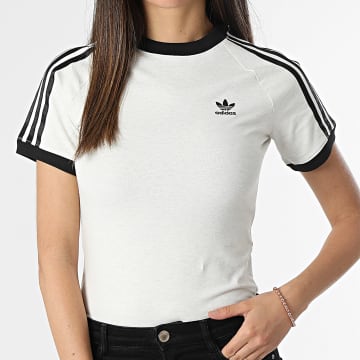 Adidas Originals - Camiseta de rayas para mujer IR8104 Blanco jaspeado