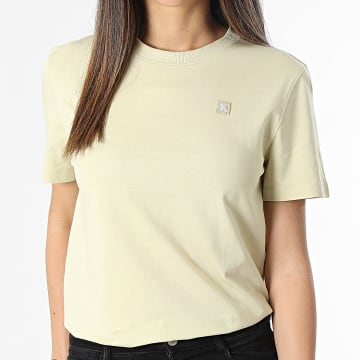 Calvin Klein - Tee Shirt Femme Embroidery Badge Regular 3226 Vert Clair