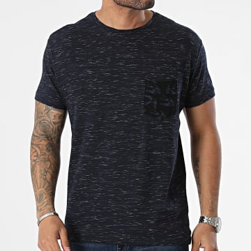 Indicode Jeans - Blaine 40-042 Camiseta de bolsillo en chiné azul marino