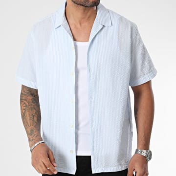 Jack And Jones - Chemise Manches Courtes Rayures Easter Palma Bleu Clair Blanc