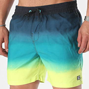 Billabong - Pantalones cortos de baño All Day Fade EBYJV00121 Azul Verde Amarillo Gradiente