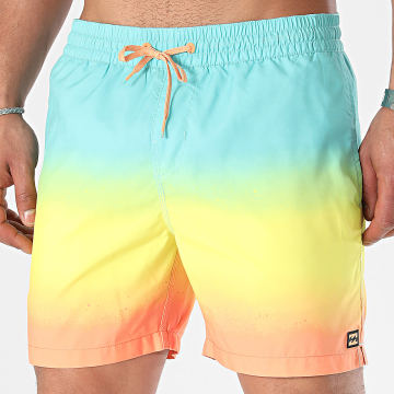 Billabong - Pantalones cortos de baño All Day Fade EBYJV00121 Azul claro Amarillo Naranja Gradiente