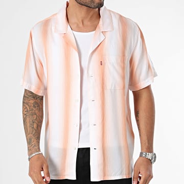 Levi's - Camisa Relajada Rayas Manga Corta 72625 Naranja Blanco