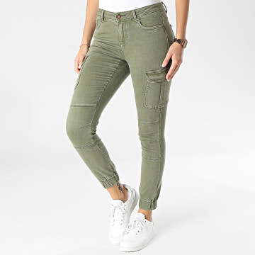 Only - Pantalones cargo skinny verde caqui de mujer Missouri