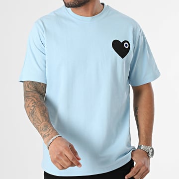 ADJ - Tee Shirt Oversize Large Coeur Chic Azul Claro Negro