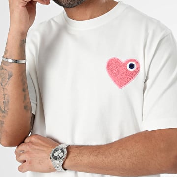 ADJ - Tee Shirt Oversize Large Coeur Chic Blanc Rose