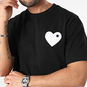 ADJ - Tee Shirt Oversize Large Coeur Chic Noir Blanc