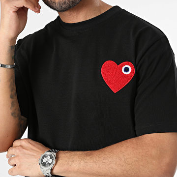 ADJ - Tee Shirt Oversize Large Coeur Chic Negro Rojo