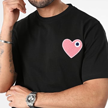 ADJ - Tee Shirt Oversize Large Coeur Chic Noir Rose