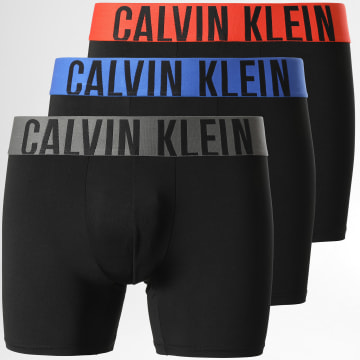 Calvin Klein - Set di 3 boxer NB3612A Nero Arancione Grigio Blu Reale