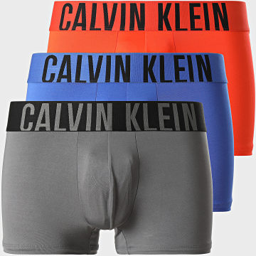 Calvin Klein - Set di 3 boxer NB3775A Blu Reale Grigio Arancione