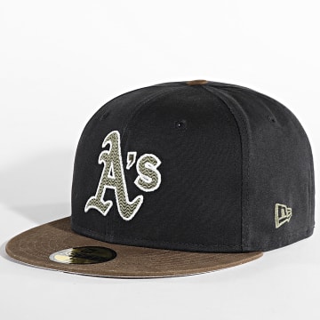 New Era - Cap Fitted 59Fifty Quilted Logo OA 60504390 Negro Verde Caqui