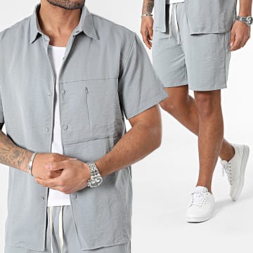 Frilivin - Conjunto de camisa gris de manga corta y pantalón corto de jogging