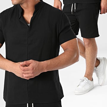 Frilivin - Conjunto de polo de manga corta y pantalón corto de jogging Negro