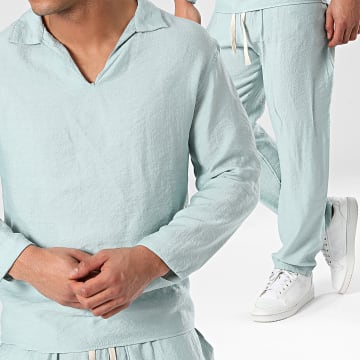 Frilivin - Set di pantaloni e maglietta a maniche lunghe blu e grigio