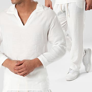 Frilivin - Ensemble Tee Shirt Manches Longues Et Pantalon Blanc