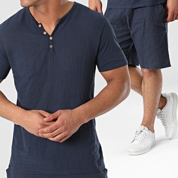 Frilivin - Set di maglietta e pantaloncini da jogging blu navy