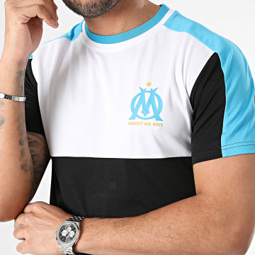 OM - M23030C Camiseta Fútbol Negro Blanco Azul