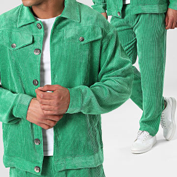 Aarhon - Conjunto de sobrecamisa y pantalón verde