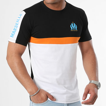 OM - M23087C Camiseta Fútbol Negro Blanco Naranja