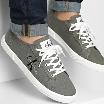 Calvin Klein - Essential Vulcanized 0306 Dusty Olive Bright White Sneakers