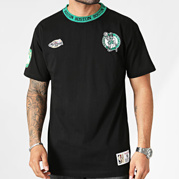 Mitchell and Ness - Oversize Jacquard Ringep Vintage Boston Celtics Tee Shirt Negro