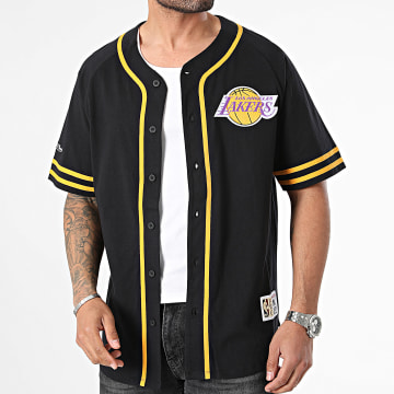 Mitchell and Ness - Chemise Manches Courtes Fashion Cotton Button Front Los Angeles Lakers Noir