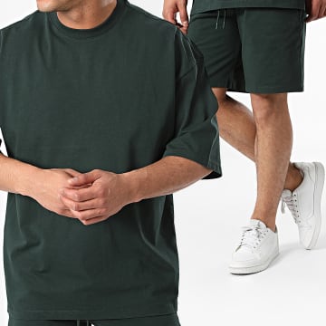 2Y Premium - Conjunto de camiseta oversize y pantalón corto verde oscuro