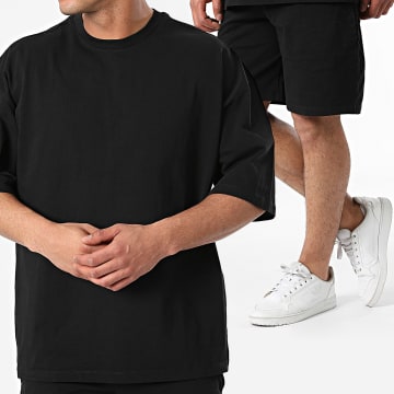 2Y Premium - Conjunto de camiseta oversize negra y pantalón corto de jogging