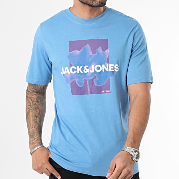 Jack And Jones - Tee Shirt Florals Bleu Clair